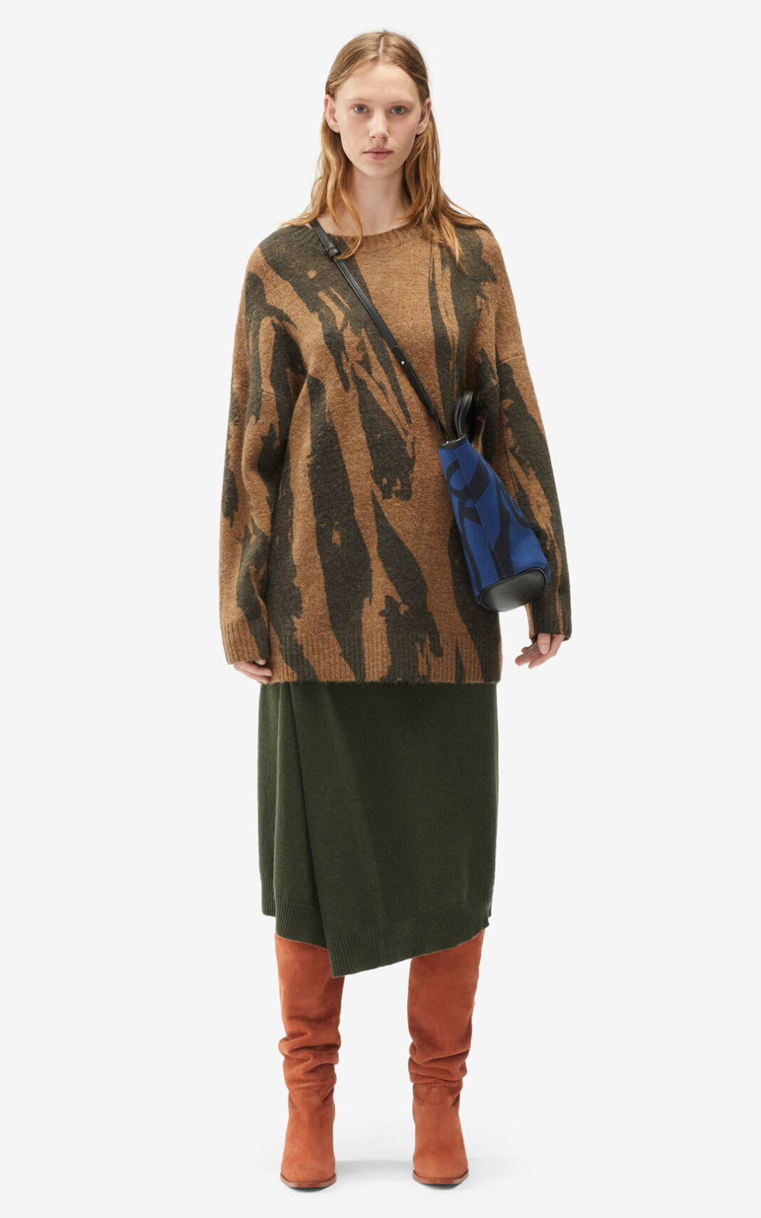 Robe Kenzo Pleat Camo jumper Femme Marron | CNMJ-82395